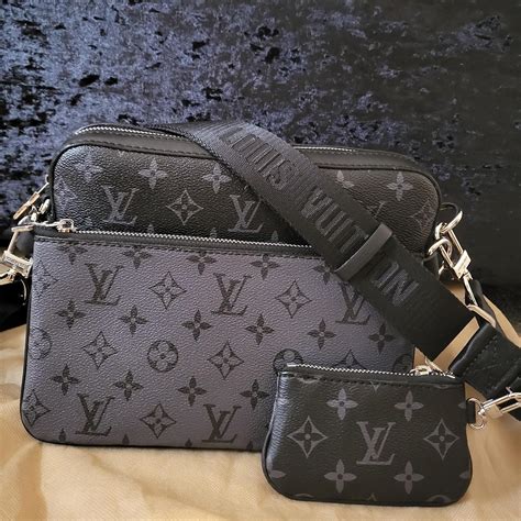 louis vuitton black and grey purse